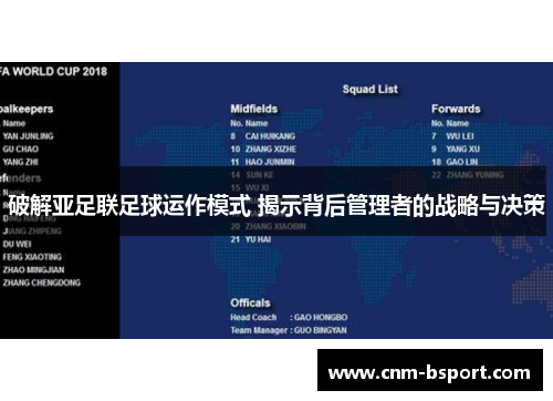 破解亚足联足球运作模式 揭示背后管理者的战略与决策 破解亚足联足球运作模式 揭示背后管理者的战略与决策